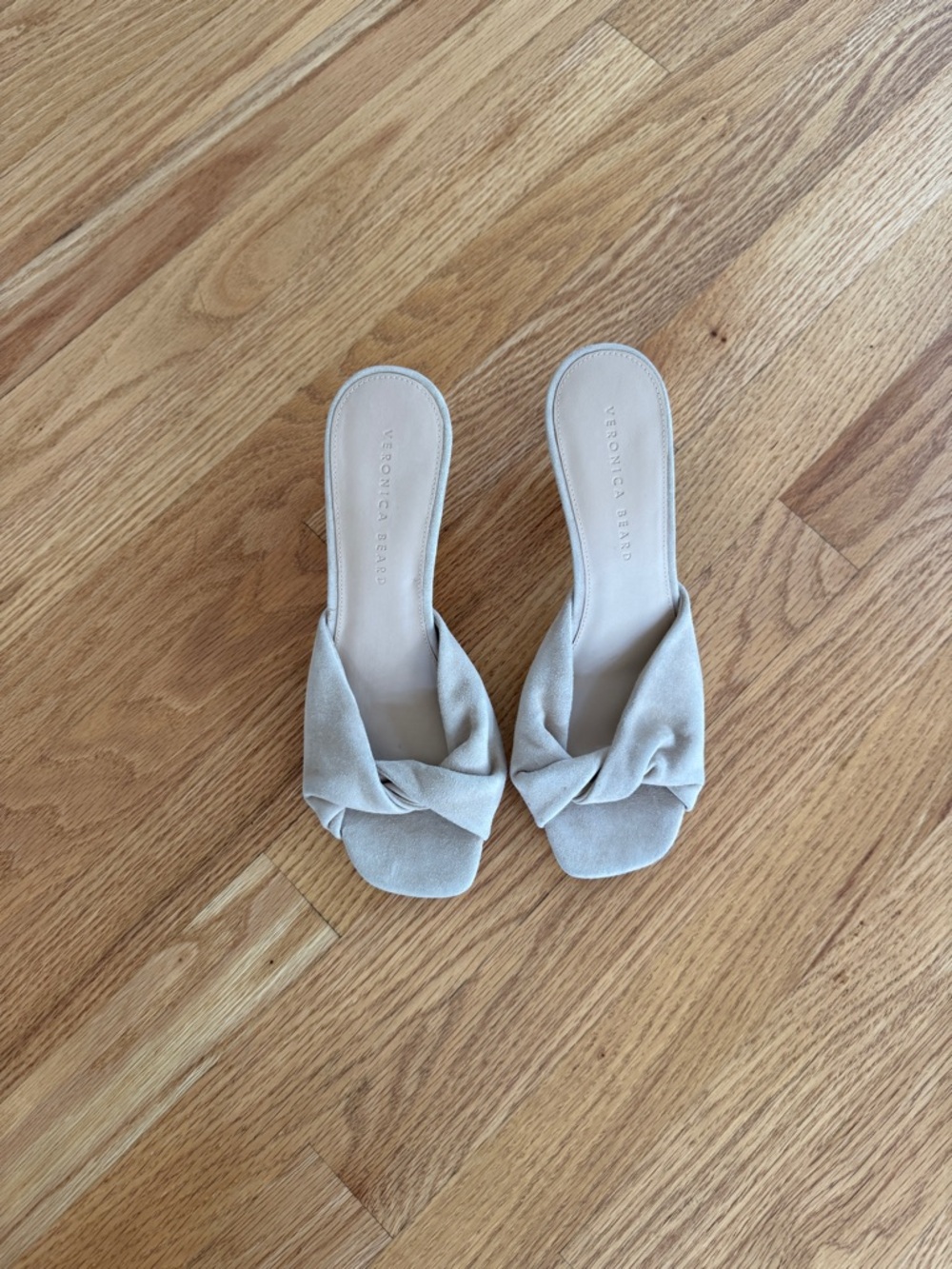 Veronica beard Melli Suede Sandal heels pumps tan beige